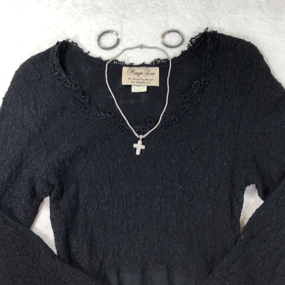 Margot Lea long sleeve black lacy midi dress - Picture 2 of 5